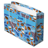 Happy Hanukkah Add Name Blue Dreidel Menorah Groot Cadeauzakje (Achterkant Gekanteld)