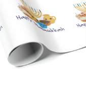 Happy Hanukkah and cute Hanukkah characters Cadeaupapier (Rol Hoek)