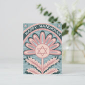 Happy Hanukkah Art Nouveau Bloom Holiday Briefkaart (Staand voorkant)