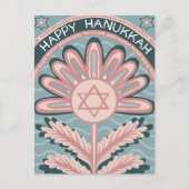 Happy Hanukkah Art Nouveau Bloom Holiday Briefkaart (Voorkant)