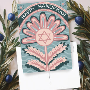 Happy Hanukkah Art Nouveau Bloom Holiday Briefkaart