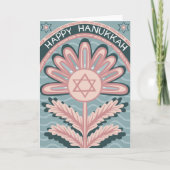 Happy Hanukkah Art Nouveau Bloom Holiday Kaart (Voorkant)