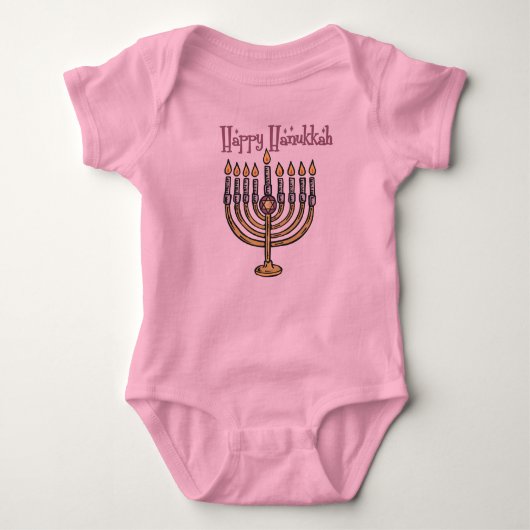 Happy Hanukkah Baby Jersey Bodysuit (Voorkant)