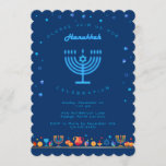 Happy Hanukkah Beauful Jewish Holiday Kaart<br><div class="desc">Happy Chanoeka Party Invitation Mooie joodse vakantie Kaart. Joodse vakantie Chanoeka achtergrond met traditionele Chanuka decoratieve symbolen - houten dreidels (spinning top), donuts, hanukkiah menorah, kaarsen, ster van David en gloeiende lichten wallpaper gouden patroon. Chanoeka Festival van lichten Evenement Decoratie. Jeruzalem, Israël. Uitnodigingen & Briefpapier > Uitnodigingen & Mededelingen Ontwerp...</div>