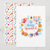 Happy Hanukkah Beauful Jewish Holiday Ornament Bedankkaart (Voorkant / Achterkant)