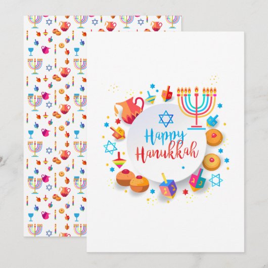 Happy Hanukkah Beauful Jewish Holiday Ornament Bedankkaart (Voorkant / Achterkant)