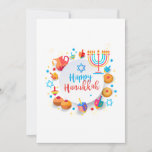 Happy Hanukkah Beauful Jewish Holiday Ornament Bedankkaart<br><div class="desc">Happy Hanukkah Beauful Jewish Holiday Greeting Kaart. Joodse feestdag Hanukkah-achtergrond met traditionele Chanoekijsymbolen - houten droesels (draaiende bovenkant),  donuts,  menorah,  kaarsen,  ster van David en gloeiende lichtjes behang. Hanoekah Festival Decoratie. Uitnodigingen en aardewerk,  Wenskaarten,  bedankt!</div>