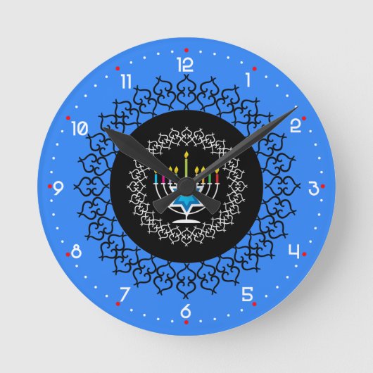 Happy Hanukkah - Beautiful design Round Clock Ronde Klok (Voorkant)