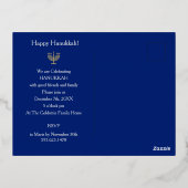 Happy Hanukkah Beautiful Jewish Holiday Menorah Folie Uitnodiging Briefkaart (Achterkant)