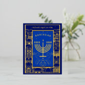 Happy Hanukkah Beautiful Jewish Holiday Menorah Folie Uitnodiging Briefkaart (Staand Voorkant)