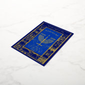Happy Hanukkah Beautiful Jewish Holiday Menorah Folie Uitnodiging Briefkaart (Gedraaid)