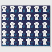 Happy Hanukkah Bichon Frise Menorah Wrapping Paper Cadeaupapier (Vlak)