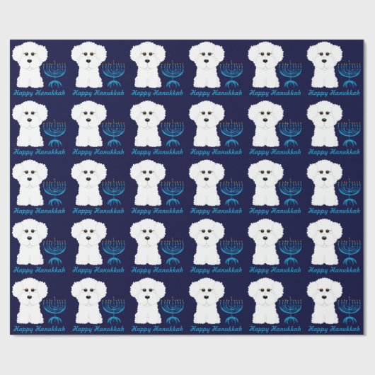 Happy Hanukkah Bichon Frise Menorah Wrapping Paper Cadeaupapier (Vlak)