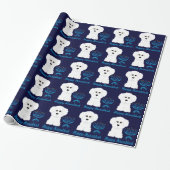 Happy Hanukkah Bichon Frise Menorah Wrapping Paper Cadeaupapier (Uitgerold)
