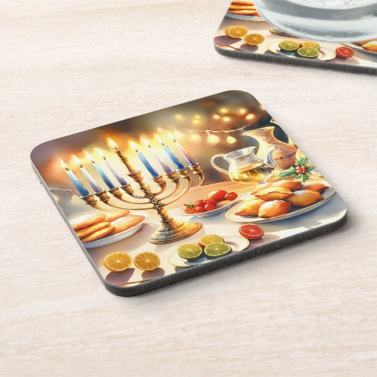 Happy Hanukkah Bier Onderzetter (Linkerzijde)