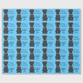 Happy Hanukkah Black Lab Menorah Wrapping Paper Cadeaupapier (Vlak)