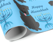 Happy Hanukkah Black Lab Menorah Wrapping Paper Cadeaupapier (Rol Hoek)