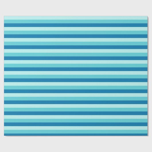 Happy Hanukkah | Blauw en Blauwgroen gestreept pat Cadeaupapier (Vlak)