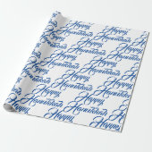 Happy Hanukkah blauw en wit Joods elegant script Cadeaupapier (Uitgerold)