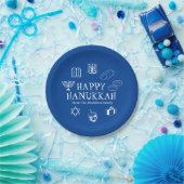 Happy Hanukkah blauw en witte aangepaste familiena Papieren Bordje (Feest)