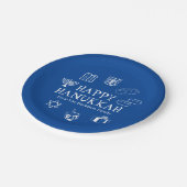 Happy Hanukkah blauw en witte aangepaste familiena Papieren Bordje (Gekanteld)