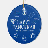 Happy Hanukkah blauw en witte douanenaam gunt Keramisch Ornament (Links)