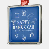 Happy Hanukkah blauw en witte douanenaam gunt Metalen Ornament (Links)