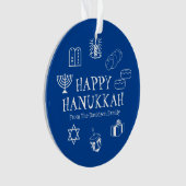 Happy Hanukkah blauw en witte douanenaam gunt Ornament (voorkant)