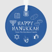 Happy Hanukkah blauw en witte douanenaam gunt Ornament (achterkant)