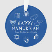 Happy Hanukkah blauw en witte douanenaam gunt Ornament (voorkant)