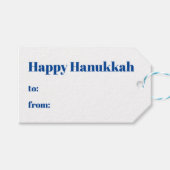 Happy Hanukkah blauw wit tot modern Cadeaulabel (Voorkant (Horizontaal))