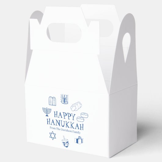 Happy Hanukkah blauw witte aangepaste familienaam Bedankdoosjes (Geopend)