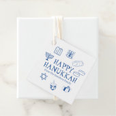 Happy Hanukkah blauw witte aangepaste familienaam Bedankjes Labels (In situ)