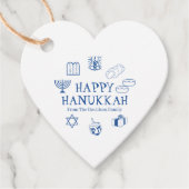 Happy Hanukkah blauw witte aangepaste familienaam Bedankjes Labels (Voorkant)