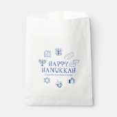 Happy Hanukkah blauw witte aangepaste familienaam Bedankzakje (Voorkant)