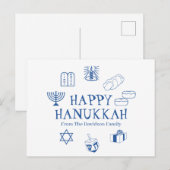 Happy Hanukkah blauw witte aangepaste familienaam Briefkaart (Voorkant / Achterkant)