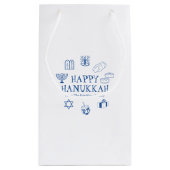 Happy Hanukkah blauw witte aangepaste familienaam Klein Cadeauzakje (Achterkant)