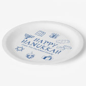 Happy Hanukkah blauw witte aangepaste familienaam Papieren Bordje (Gekanteld)