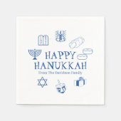 Happy Hanukkah blauw witte aangepaste familienaam Servet (Voorkant)