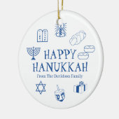 Happy Hanukkah blauw witte douanenaam gunstiger Keramisch Ornament (Links)