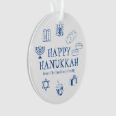 Happy Hanukkah blauw witte douanenaam gunstiger Ornament (voorkant)