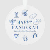 Happy Hanukkah blauw witte douanenaam gunstiger Ornament (achterkant)
