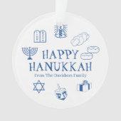 Happy Hanukkah blauw witte douanenaam gunstiger Ornament (voorkant)