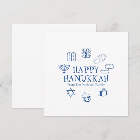 Happy Hanukkah blauwe, witte aangepaste familienaa (Voorkant / Achterkant)