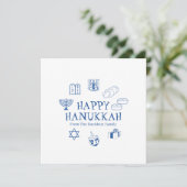 Happy Hanukkah blauwe, witte aangepaste familienaa (Staand voorkant)
