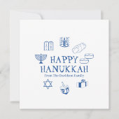 Happy Hanukkah blauwe, witte aangepaste familienaa (Voorkant)