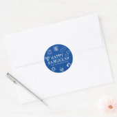 Happy Hanukkah blauwe, witte aangepaste tekst scha Ronde Sticker (Envelop)