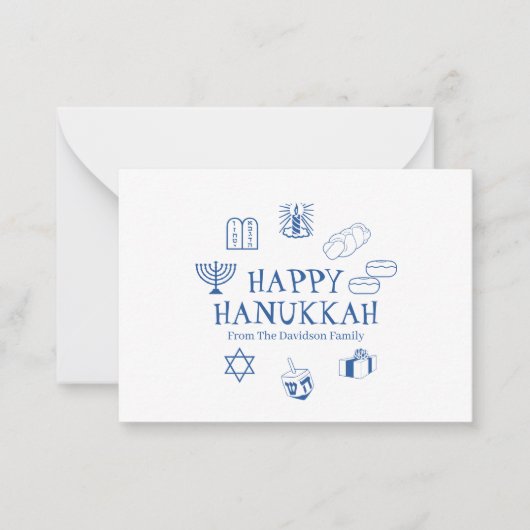 Happy Hanukkah blauwe witte douanenaam Notitiekaartje (Voorkant)