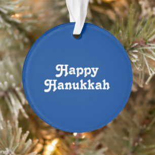 "Happy Hanukkah" blauwe witte feestdag Ornament