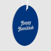 "Happy Hanukkah" blauwe witte feestdag Ornament (voorkant)